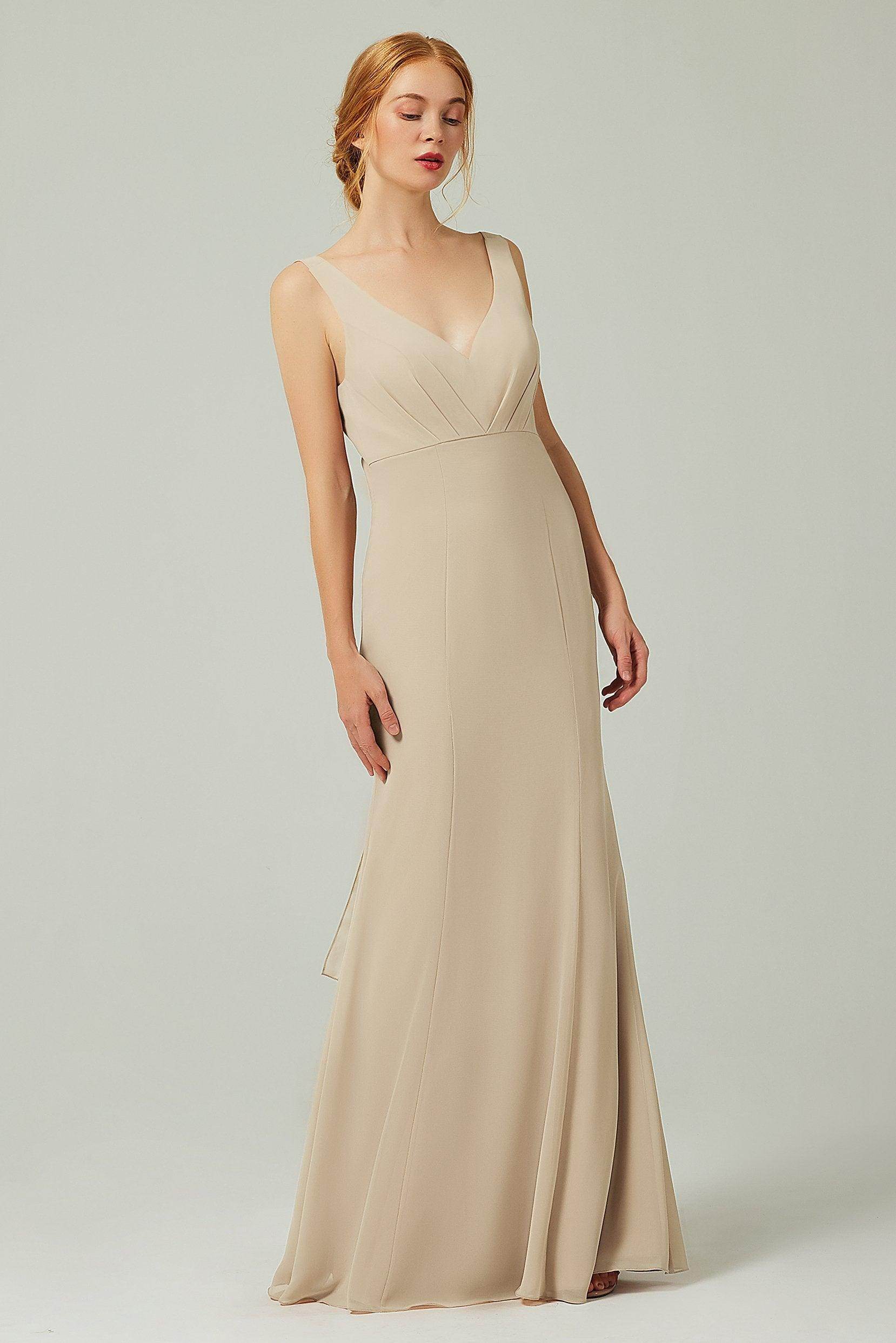 Sheath-Column Floor Length Chiffon Bridesmaid Dress CB0314 - COCOMELODY